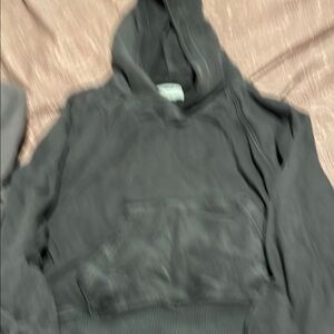 Black Crew Neck Sweater with Ribbed Details